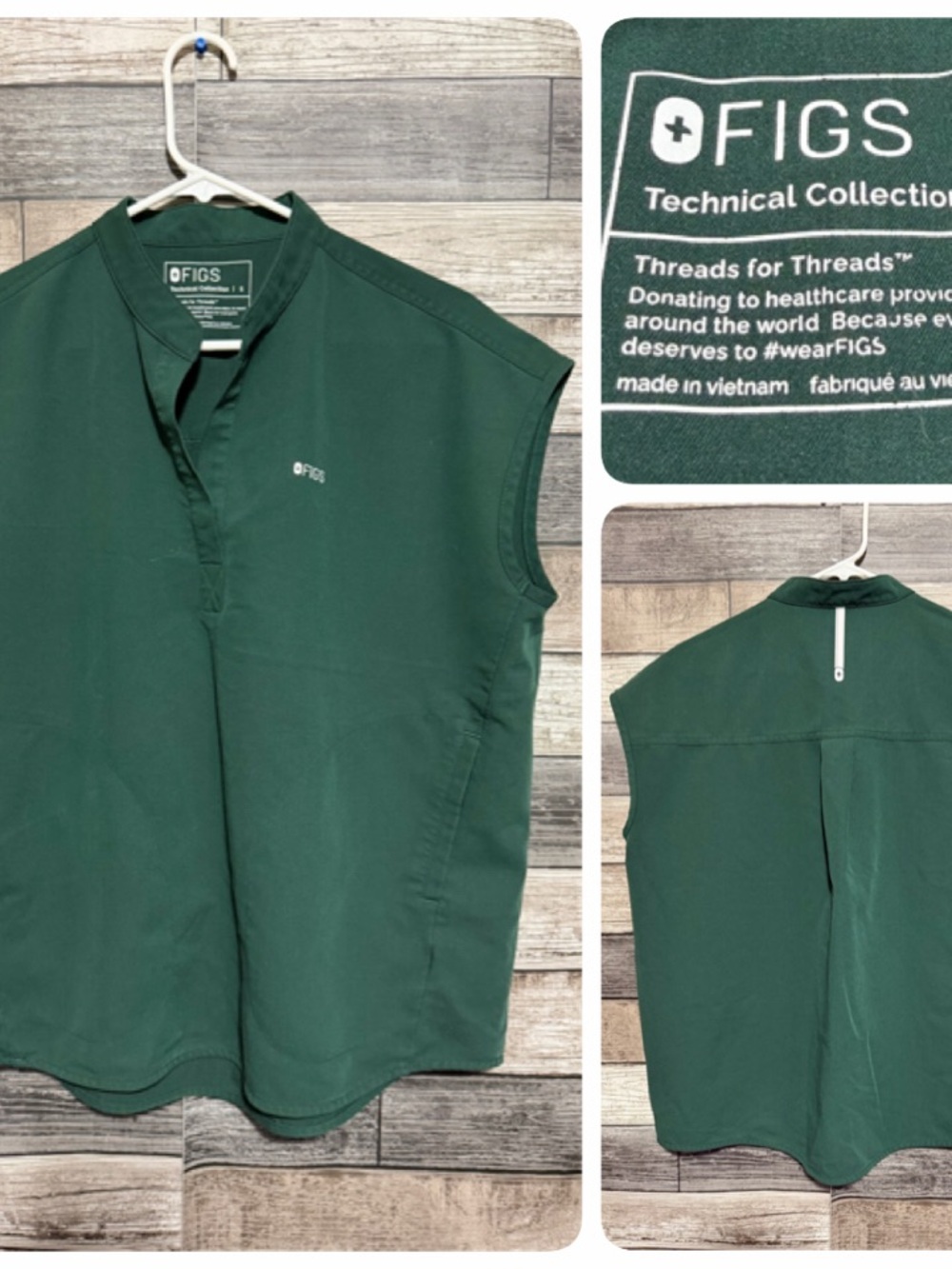 Figs Rafaela Oversized Scrub Top Women’s S Green Pockets